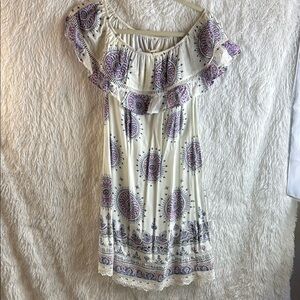 Listicle Ruffled Purple and Gray Mini Dress